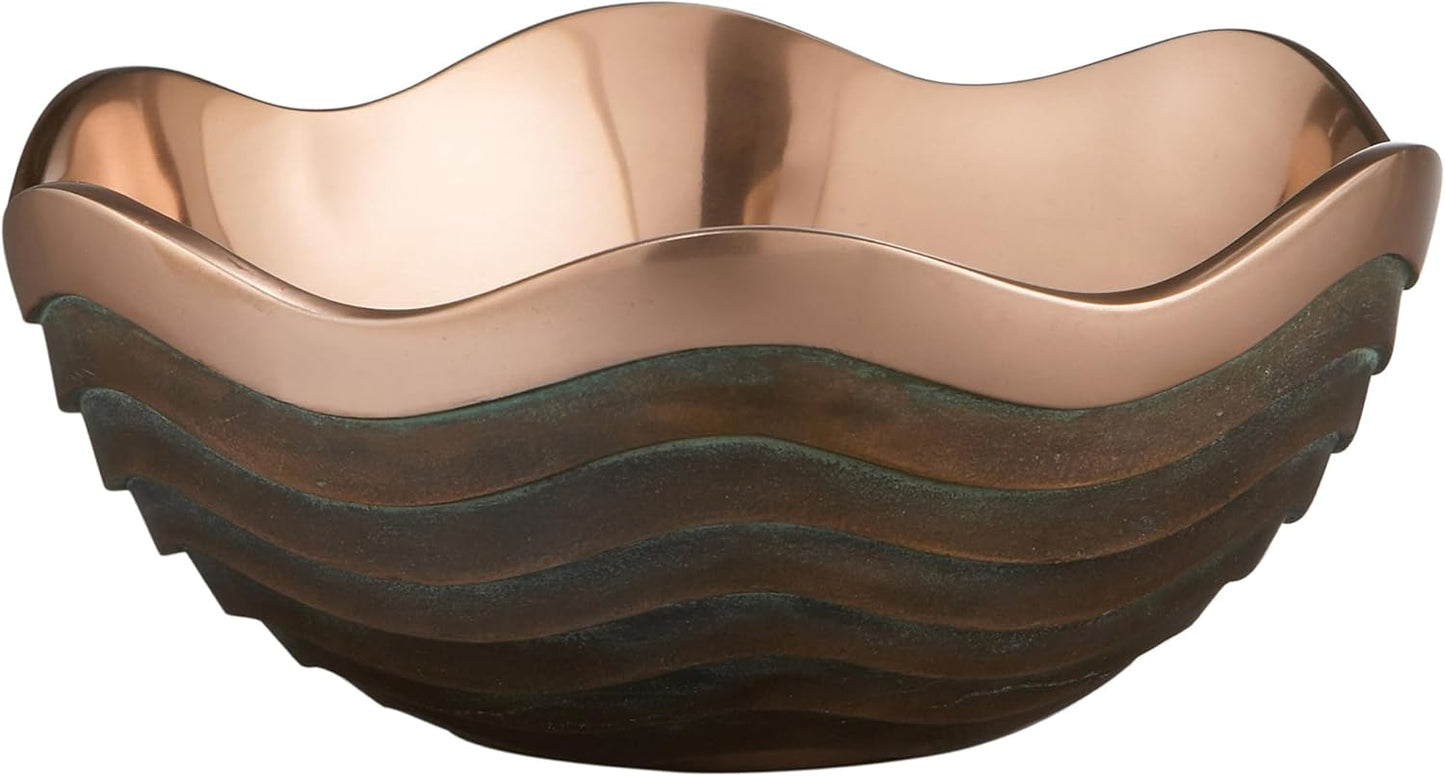 Nambe Copper Canyon Large Salad Bowl | 15 Inch Large 8 Quart Serving Bowl for Salad, Pasta, and Fruit | Copper coated Nambe Alloy