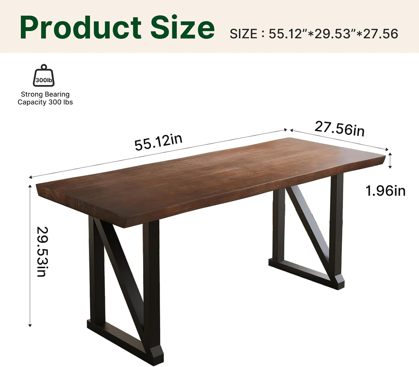 Solid Wood and Metal Modern Industrial 56 inch Wide Home Office Desk, Writing Table, Workstation, Perfect Table for Your workspace Study Table Furniture in Rustic Natural Aged Brown