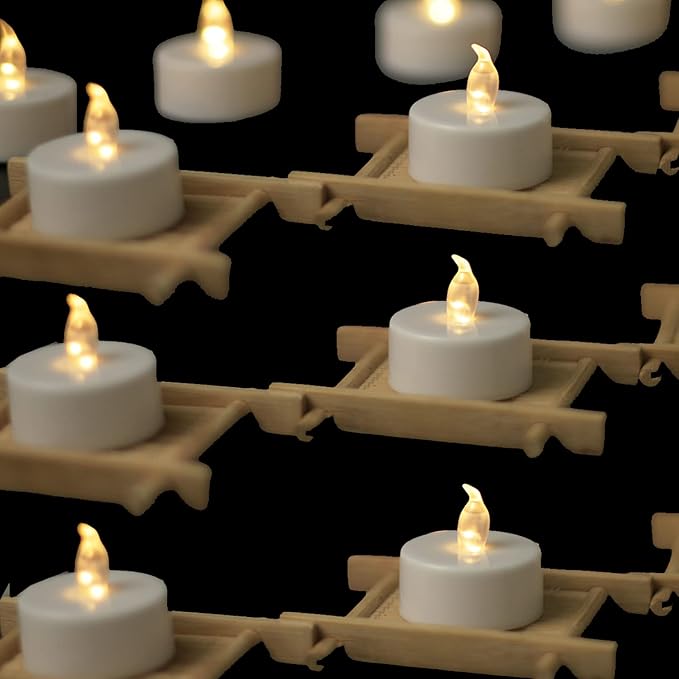 YIWER Battery Tea Lights Candles Set of 24: Flickering flameless Realistic Tealights with Warm White Light Candle Light for Festivals Parties Halloween Warm Atmosphere