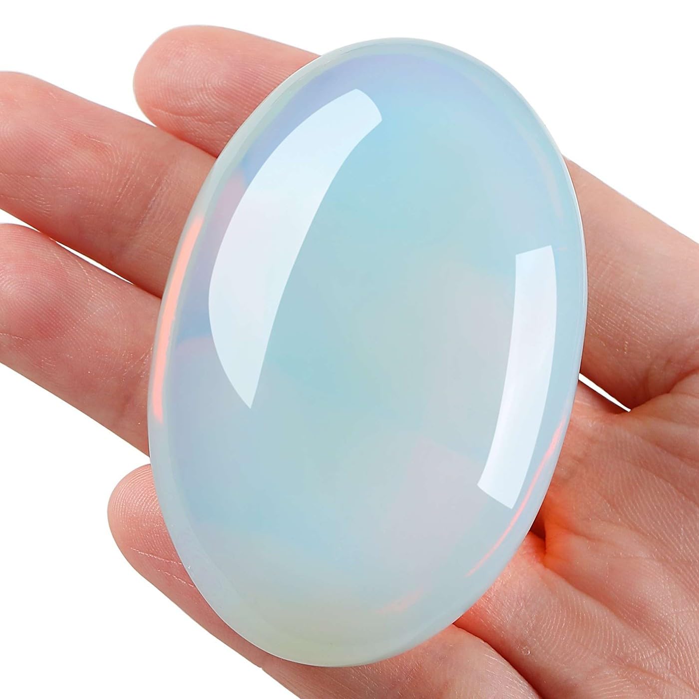 LAIDANLA Opal 2.4" Large Palm Stone Healing Crystals Natural Gemstones Calming Effects Energy Balancing Reiki Polished Worry Stone Cleansing Protection Anxiety Stress Relief Therapy 1PC