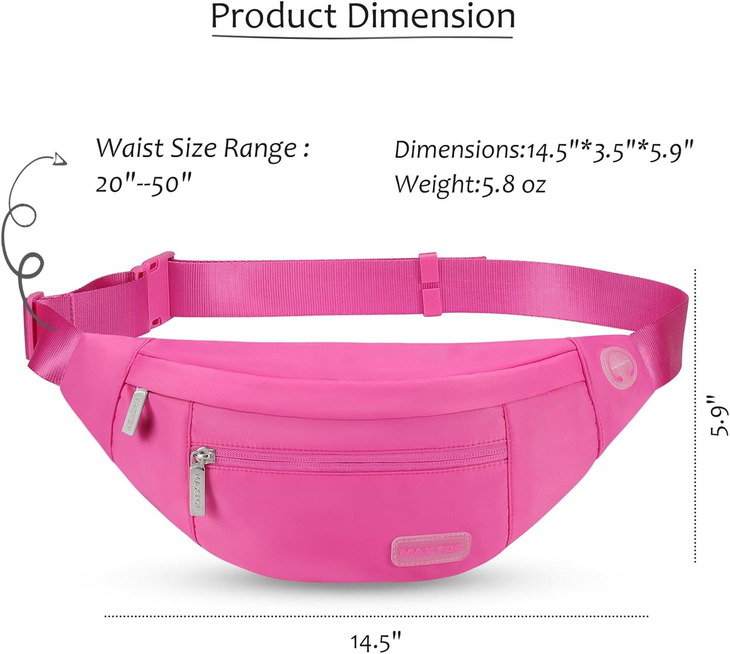 MAXTOP Large Crossbody Fanny Pack with 4-Zipper Pockets,Gifts for Enjoy Sports Festival Workout Traveling Running Casual Hands-Free Wallets Waist Pack Phone Bag Carrying All Phones