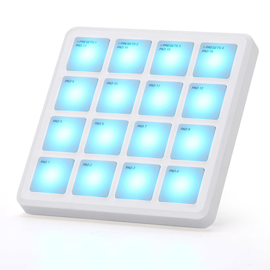 M-VAVE Wireless MIDI Controller Pads, 4.1 * 4.1 Inch, 0.28 LBS, Bluetooth Portable USB with 16 Drum, Note Repeat, Full Level But