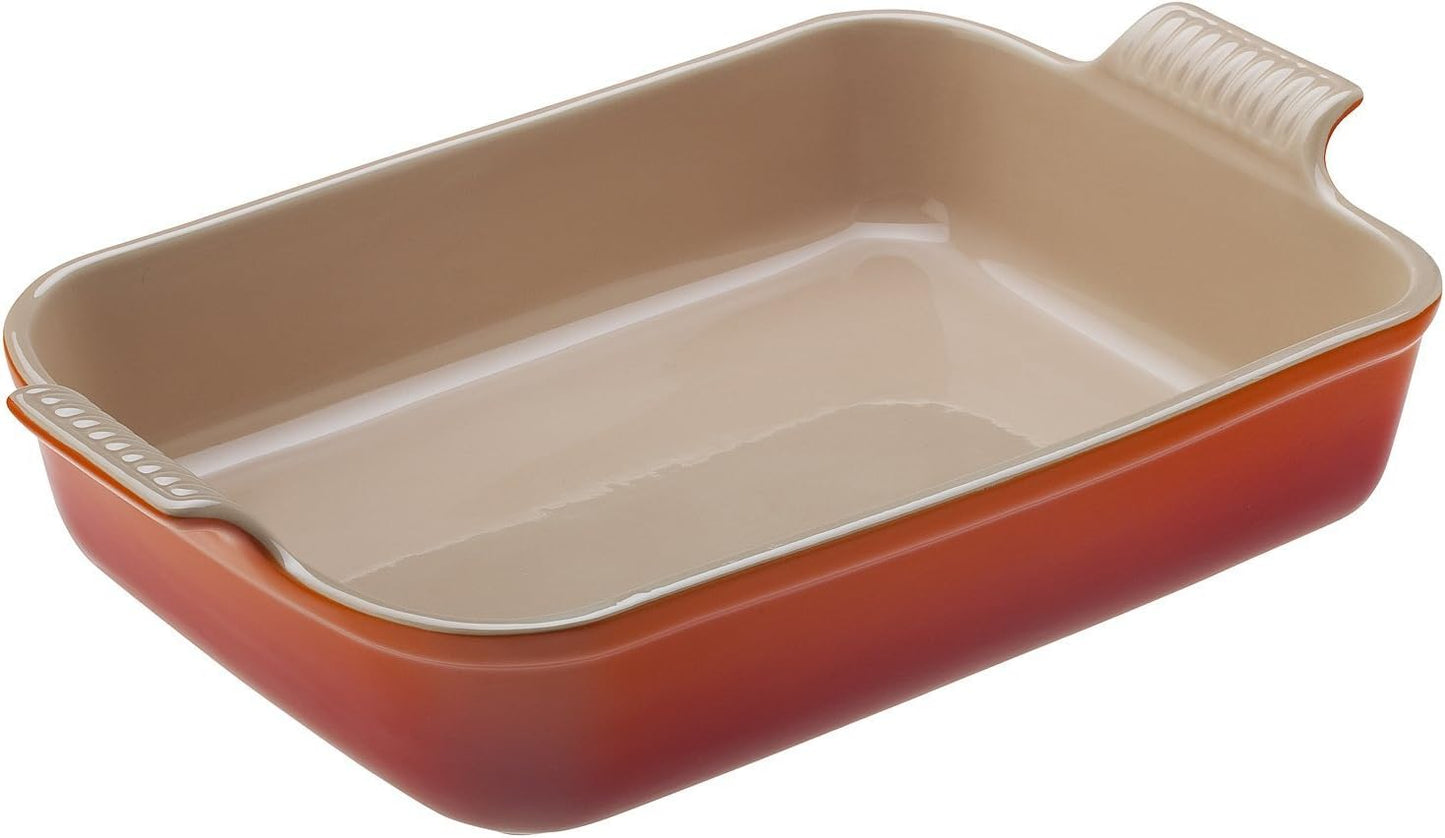 Le Creuset Stoneware Heritage Rectangular Dish, 4 qt. (12" x 9"), Flame