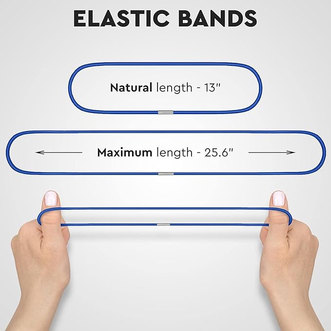 Trash Can Rubber Bands Set of 3 - Elastic Garbage Can Bands with Metal Connector, Fits 13 to 33 Gallon Trash Bags - Gripper Trash Can Bands for Waste Baskets, Blue
