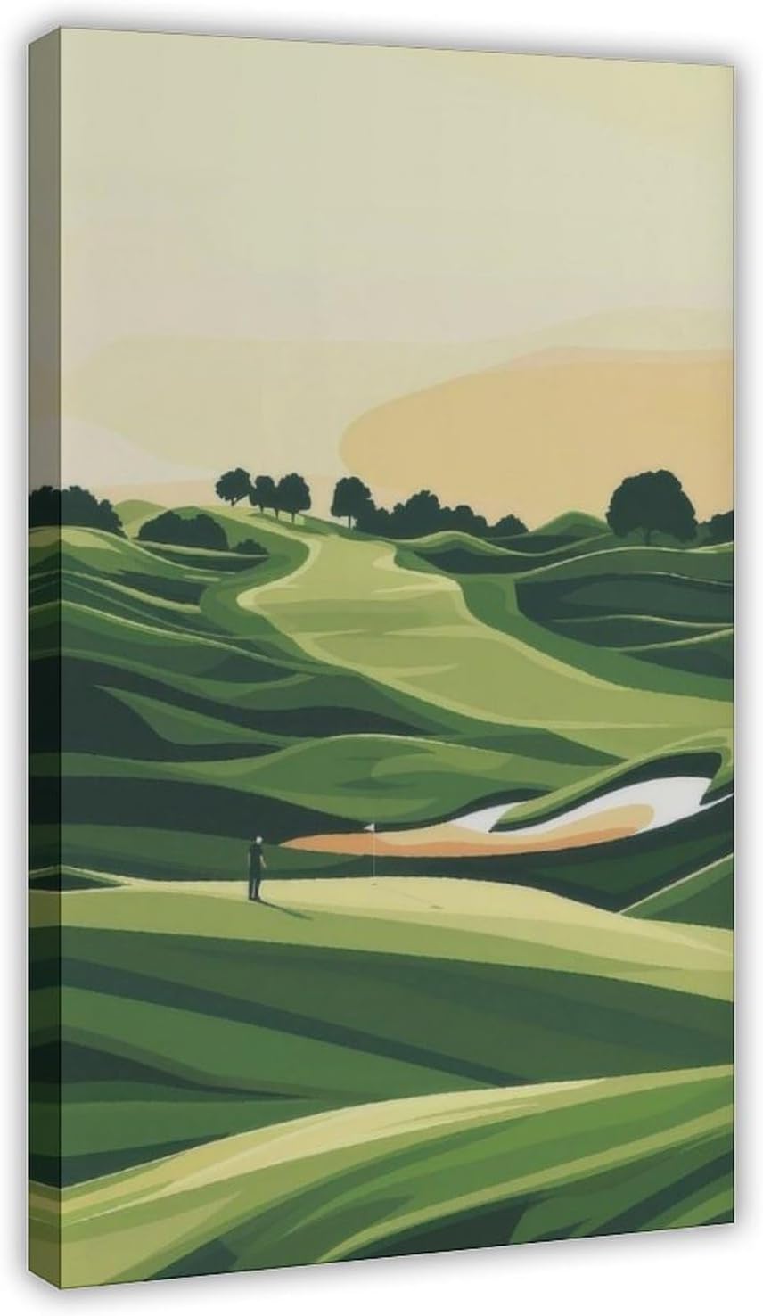 9W Golf Course Poster Green Scenery Decoration Wall Art for Office Living Room Frame-style 20x30inch(50x75cm)