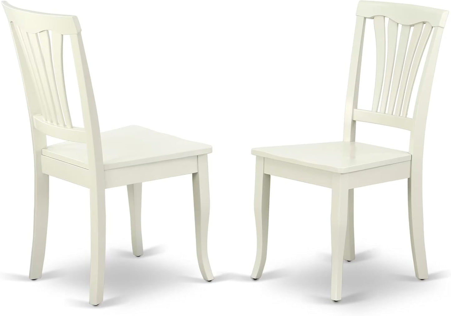 East West Furniture DLAV5-LWH-W 5 Piece Dining Set Includes a Round Dining Room Table with Dropleaf and 4 Wood Seat Chairs, 42x42 Inch, Linen White