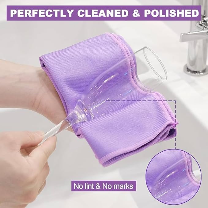 Microfiber Cleaning Cloth Set for Windows, Glass & Mirrors – Reusable Magic Cloth for Streak-Free Shine, Lint-Free Multi-Surface Cleaning Rag for Home, Kitchen, Bathroom, Car & Stainless Steel