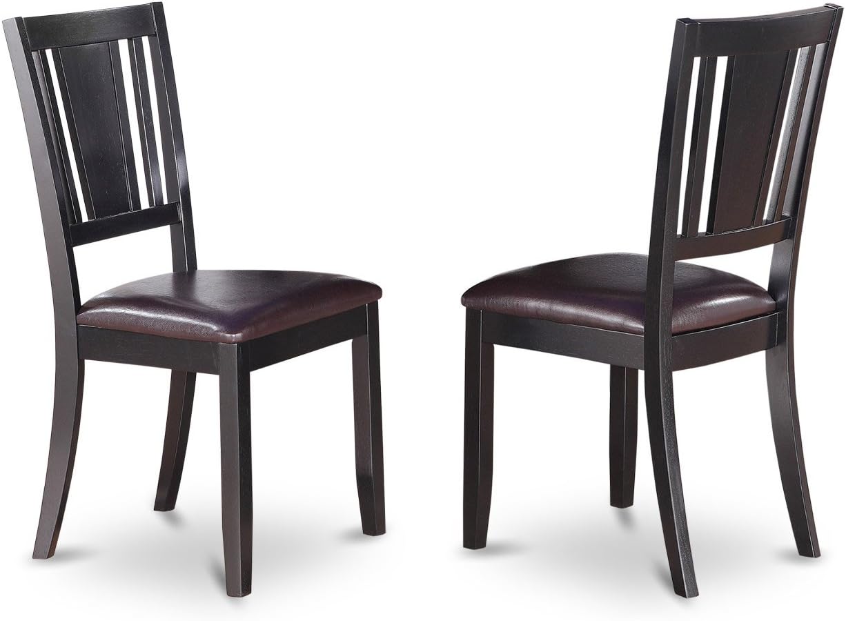 East West Furniture LGDU7-BLK-LC 7 Piece Modern Dining Table Set Consist of a Rectangle Wooden Table with Butterfly Leaf and 6 Faux Leather Dining Room Chairs, 42x84 Inch, Black