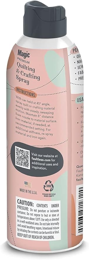 MAGIC Premium Quilting & Crafting – Fabric Spray for Cutting, Creasing, & Sewing – Best Press Starch for Quilting to Flatten Seams & Wrinkles – Wrinkle Spray (15oz Aerosol) 2 Pack