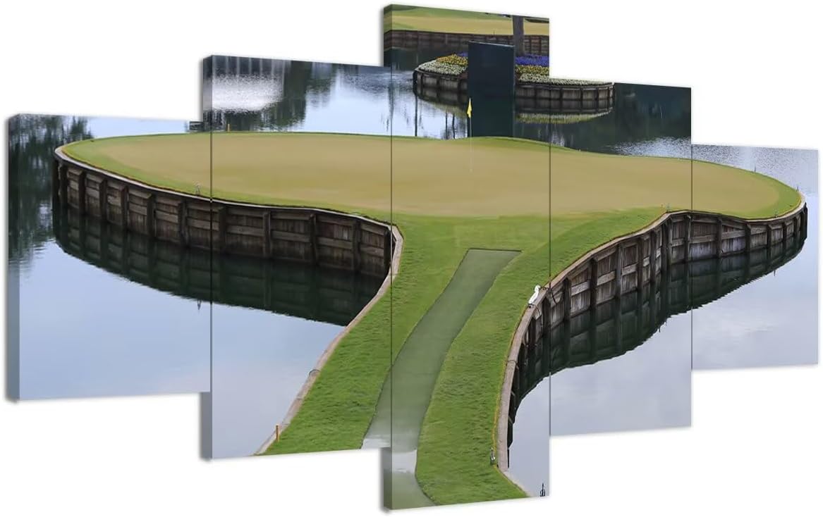 chenchenArt TPC Sawgrass Golf Course Wall Art Pictures USA Golf Course Wall Decor for Living Room Bedroom Bathroom Home Decorations Golf Artwork Canvas Pirnts Framed Ready to Hang(50''W x 24''H)