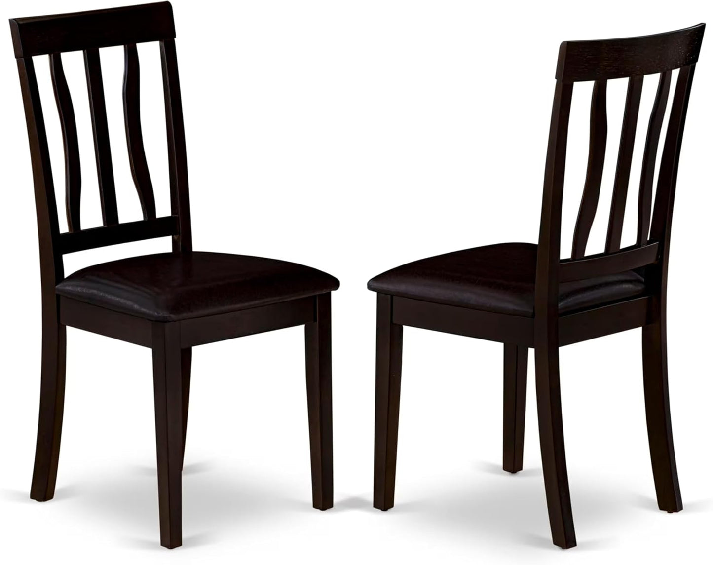 East West Furniture HLAN5-CAP-LC 5 Piece Dining Table Set for 4 Includes a Round Kitchen Table with Pedestal and 4 Faux Leather Dining Room Chairs, 42x42 Inch, Cappuccino