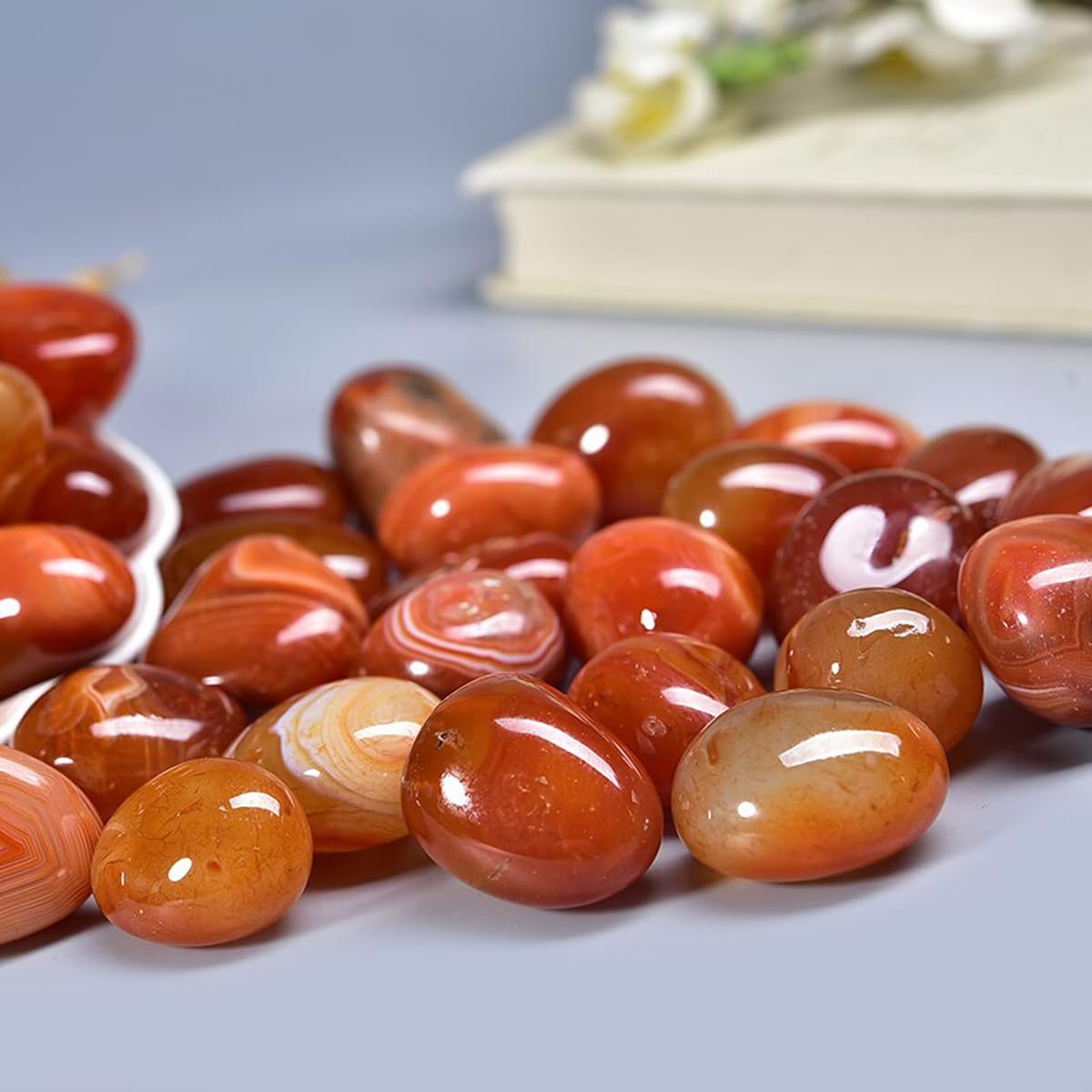 Erliway Carnelian Healing Crystal Stones, 1.25-2.0" Large Reiki Healing Gemstones Natural Tumbled Polished Stones for Energy Witchcraft Therapy Meditation
