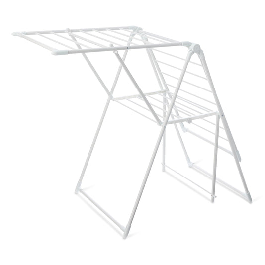 Amazon Basics Foldable Space-Saving 2-Wing Metal Clothes Drying Rack, 61x23.6x39.3 inches, White