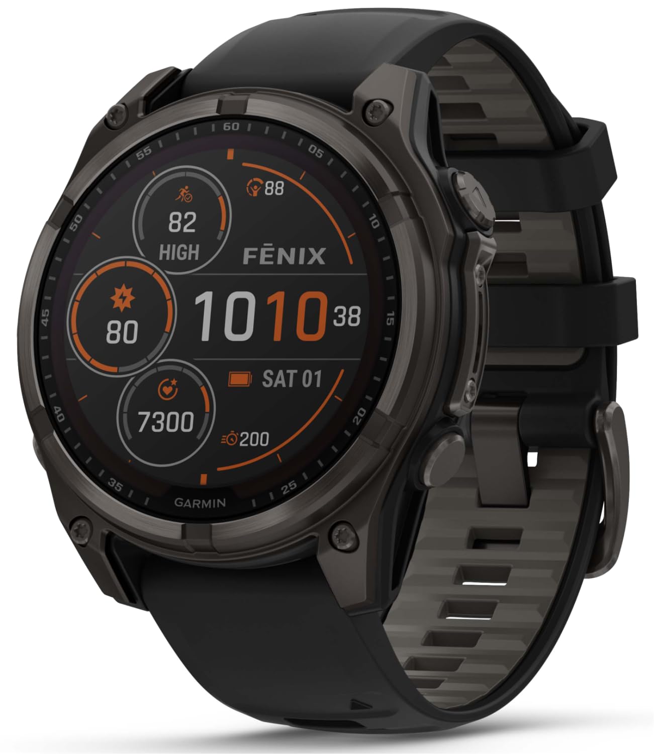 Wearable4U Garmin Fenix 8 - 47 Mm, Multisport Gps Smartwatch, Solar, Sapphire, Carbon Gray Dlc Titanium With Black/Pebble Gray S