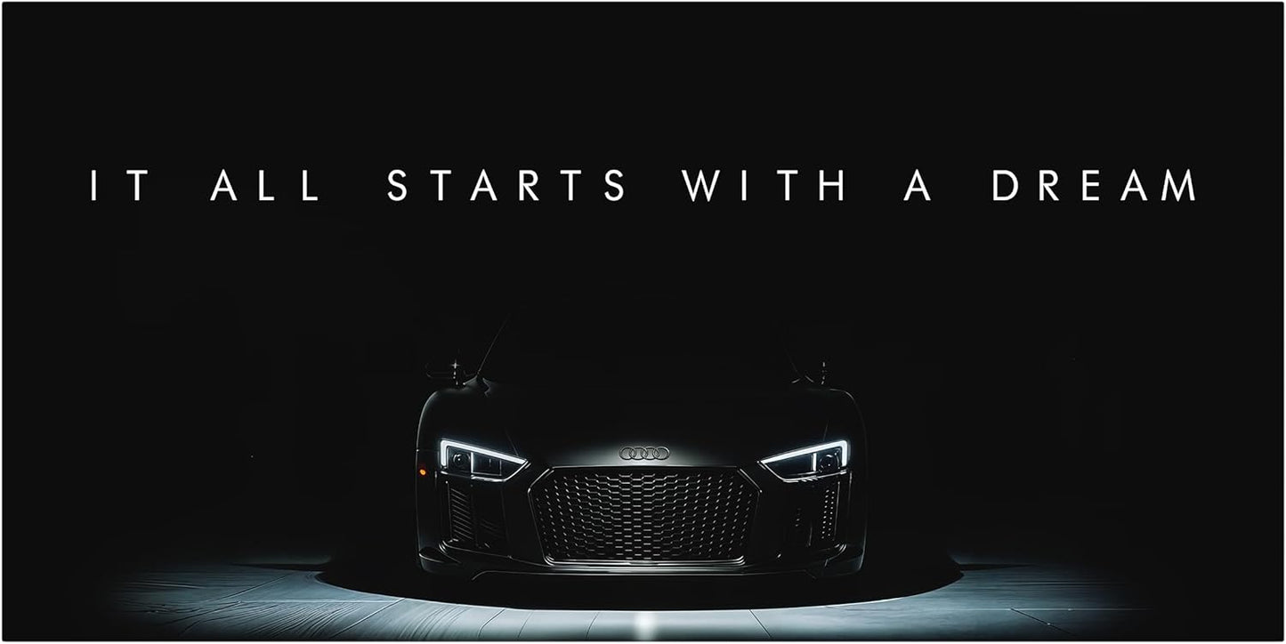 Motivational Wall Art for Office, Super Car Art Canvas, Inspirational Automotive Decor for Audi R8 Sportscar Lovers, Motivational Wall Decor for Office and Home, Car Poster (30" x 60" in)