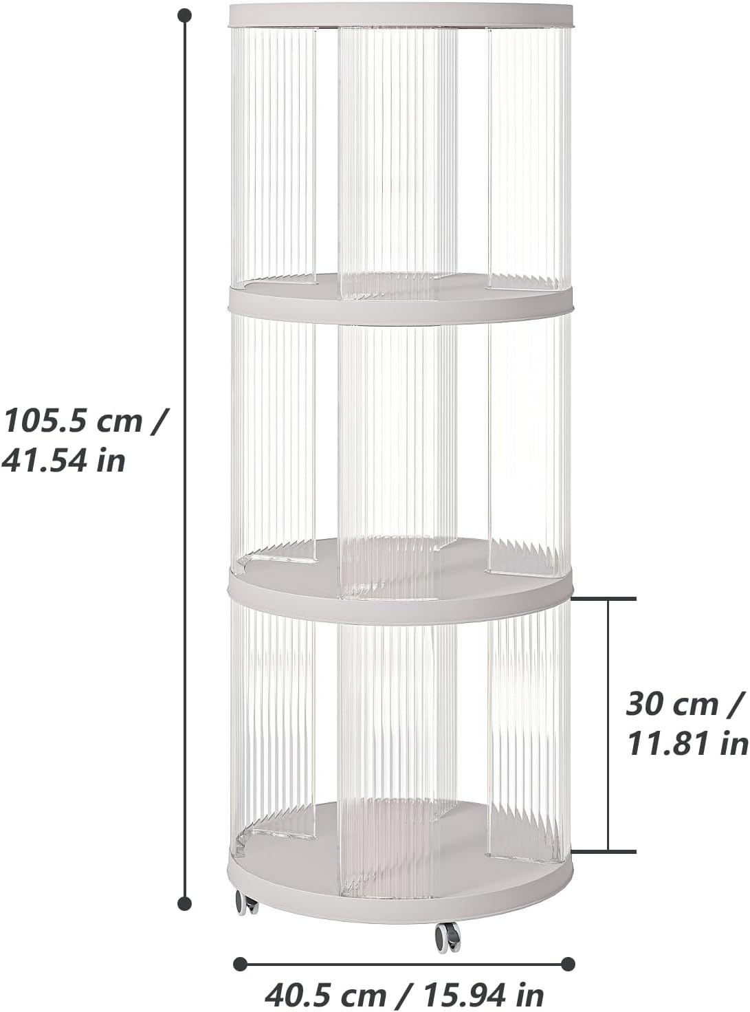 Rotating Bookshelf, 360°Display Spinning Rolling Bookshelf Tower, 3 Tiers Moveable White Small Mobile Corner Bookcase Suitable for Bedrooms, Living Looms, Offices, and Study Rooms