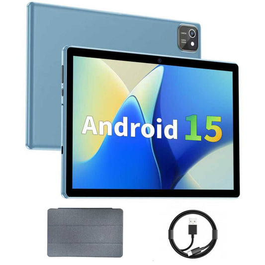 Tablet 10 inch Android 15 Tablets, 12GB RAM 64GB ROM 1TB Expand, Quad-Core Processor, 1280x800 LCD Touch Screen, WiFi 5, Dual Ca