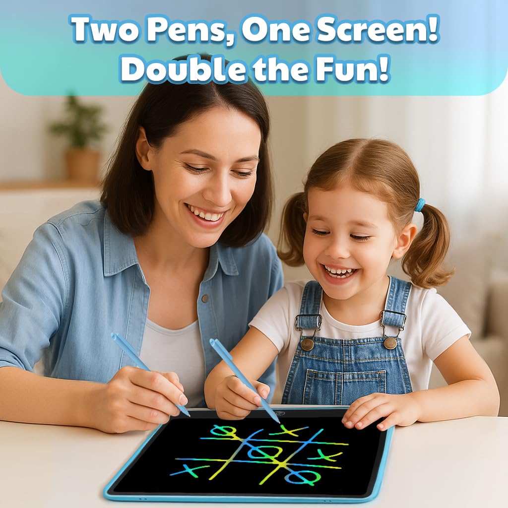 Kayoubi LCD Writing Tablet for Kids, 14.5 Inch Jumbo Screen with Double Pen, No-Mess Reusable Colorful Doodle Board Toys, Gifts for 3 4 5 6 7 8 Year Old Boys & Girls (Pink)