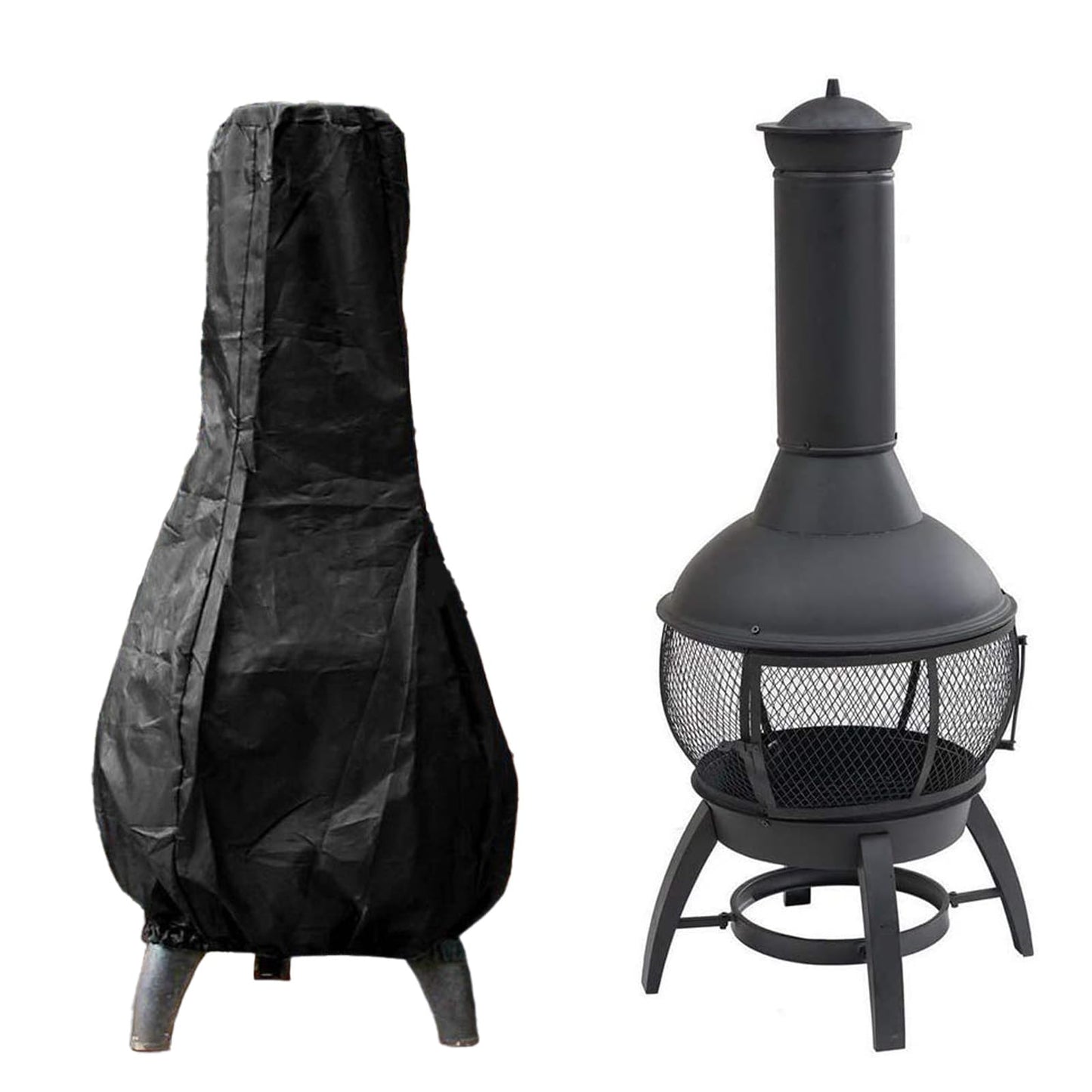 Chiminea Covers Waterproof, Protective Fire Pit Heater Cover, Outdoor Patio Chiminea Caps, Outdoor Patio Chiminea Covers Durable Wood Burning Chimineas Covers for Clay Chiminea (Black)