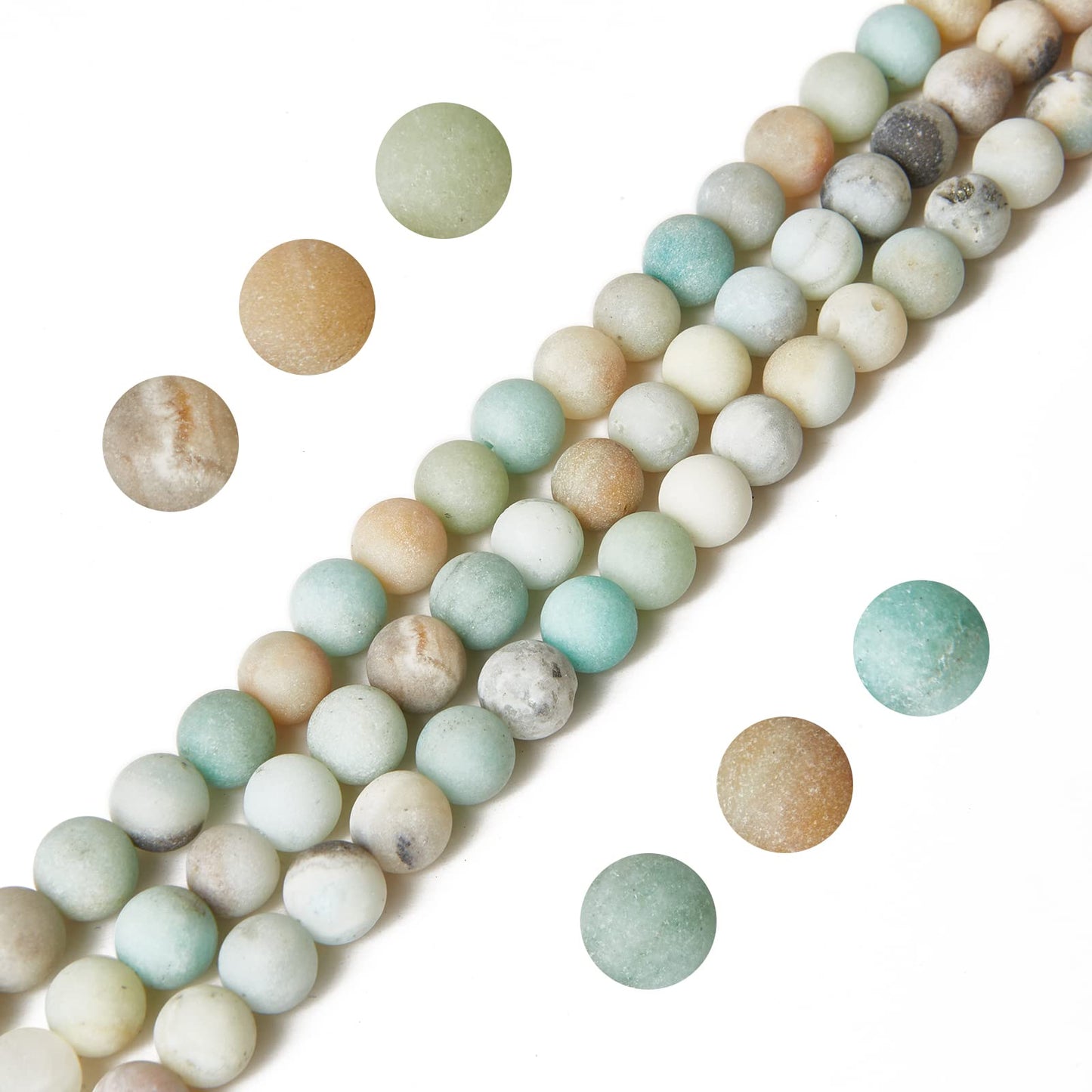 35pcs 10mm Frosted Amazonite Beads Natural Gemstone Beads Round Loose Beads for Jewelry Making
