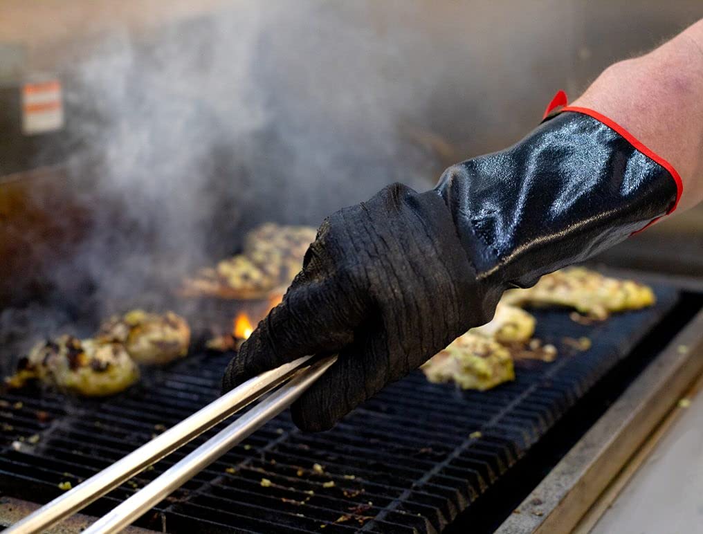 G & F Premium Leather BBQ Gloves, Heat & Fire Resistant, Suede Palm, Puncture & Cut Resistant, Cotton Lining, Ideal for Grilling, Animal Handling, Gardening, Thorn Pruning, Fire Pit & Outdoor Work