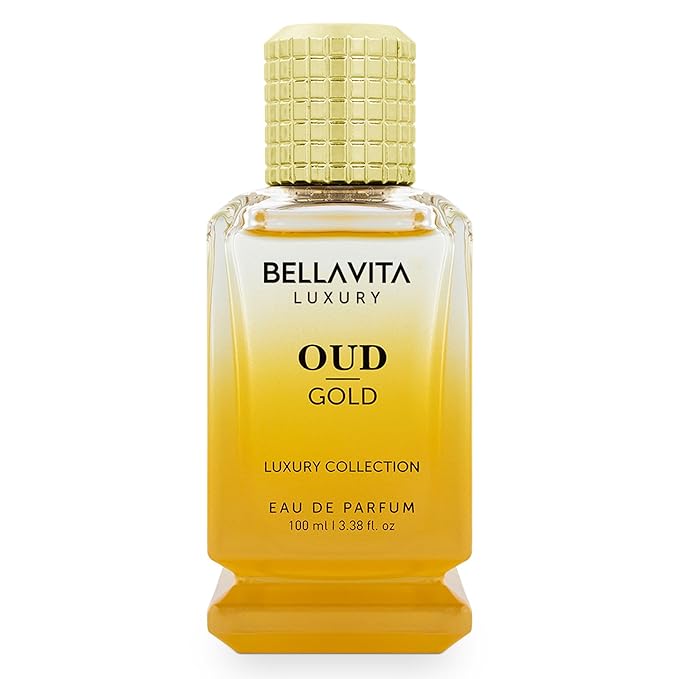 BellaVita Luxury OUD Gold Eau De Parfum (100ml) Unisex | Aromatic Arabian Perfume | Infused with Sweet Caramel, Orris, Rose, Jasmine | Arabic Gold OUD Perfume for Women & Men
