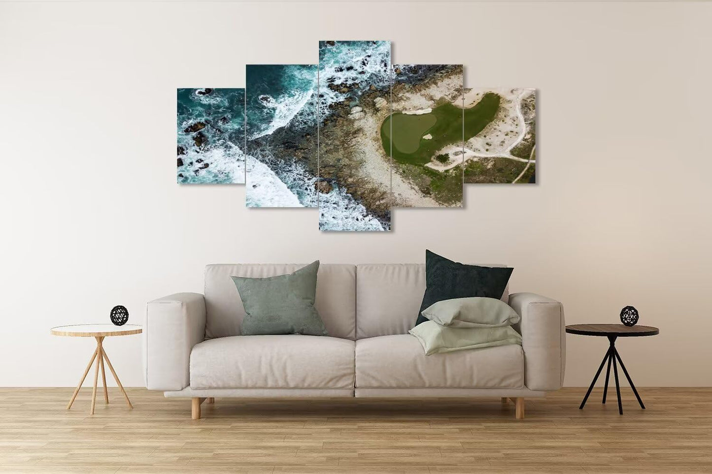 Pebble Beach Golf Course Wall Art for Living Room Bedroom Bathroom Home Decorations USA California Coast Pebble Beach Posters Framed Artwork Canvas Prints Ready to Hang(50''W x 24''H)