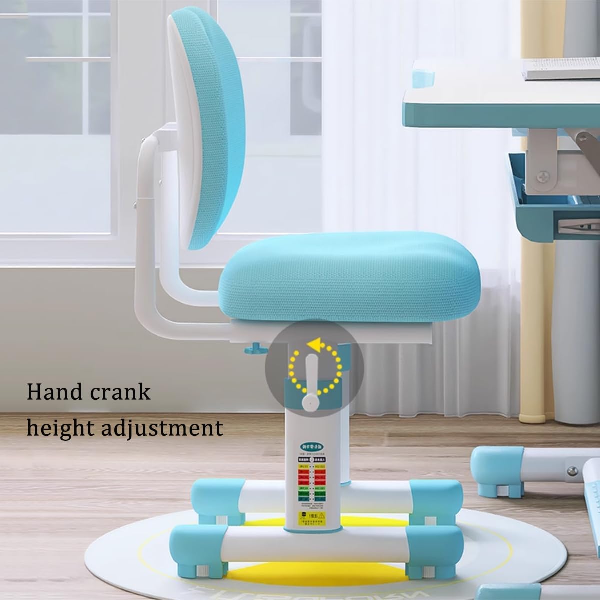Kids Study Table and Chair Set Blue Height Adjustable Child's School Study Writing Tables Kids Desk and Chair Set Adjustable Art Desk Girls for Bedroom with Large Writing Board and Drawer