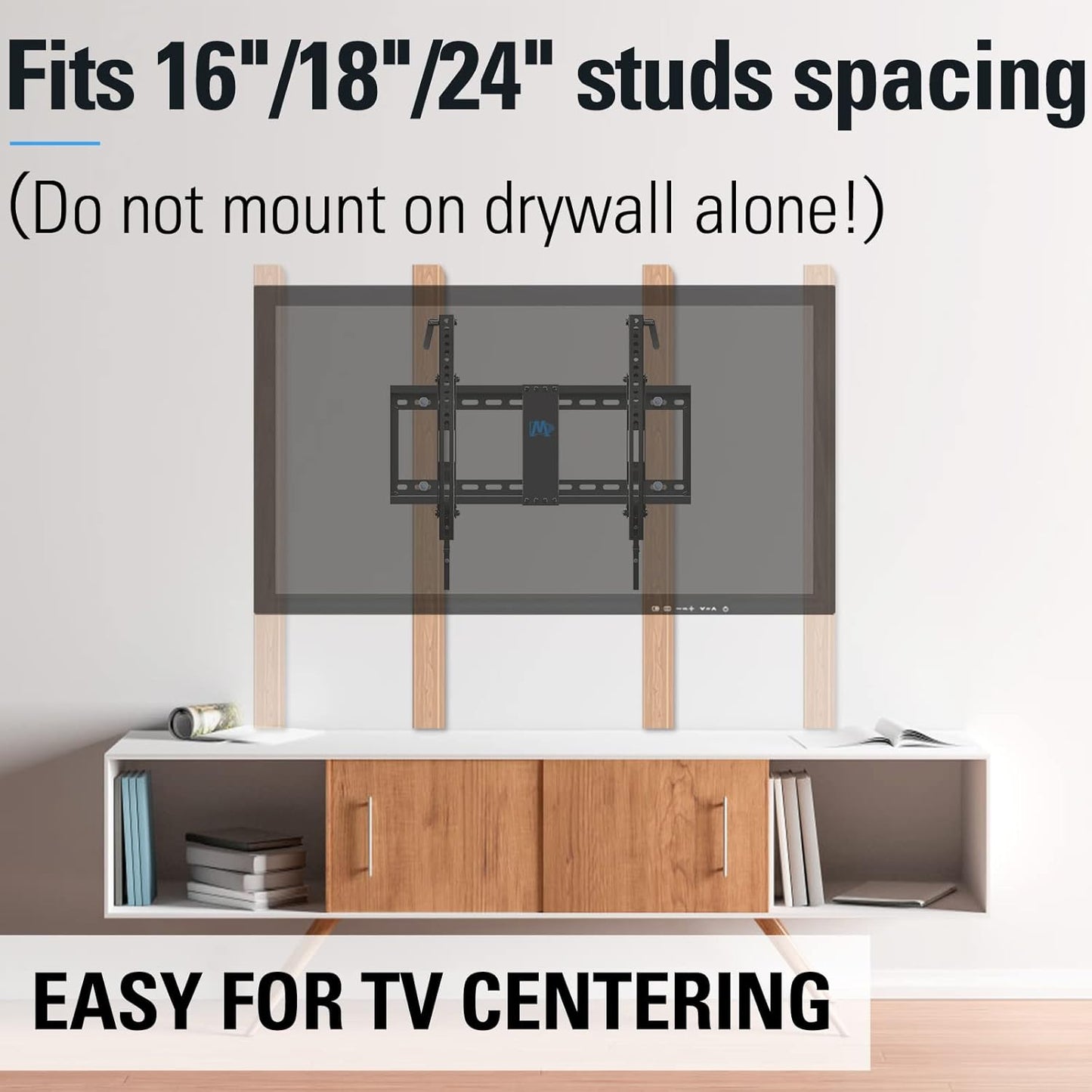 Mounting Dream Tilt TV Wall Mount TV Bracket for Most of 42-70 Inches TVs, TV Mount Tilt up to 20 Degrees with VESA 200x100 to 600x400mm and Loading 132 lbs, Fits 16", 18", 24" Studs MD2165-LK