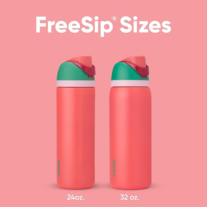 Owala FreeSip Insulated Stainless Steel Water Bottle with Straw for Sports, Travel, and School BPA-Free Sports Water Bottle, 32 oz, Strawberry Field