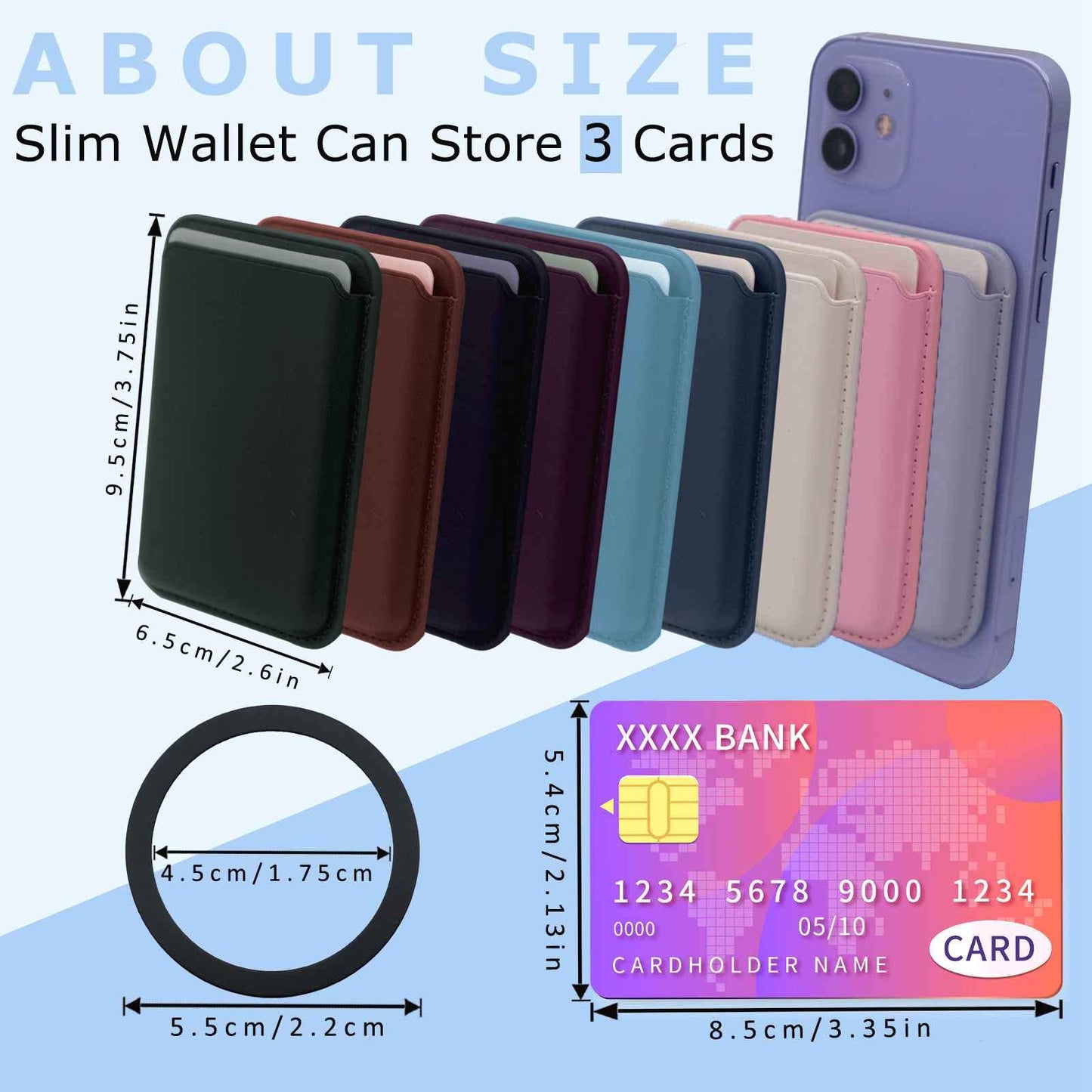 Magnetic Card Wallet Holder For Magsafe Iphone 14/13/12 Pro Max/Plus/Mini, Leather Cell Phone Case With Strong Magnet Ring For C