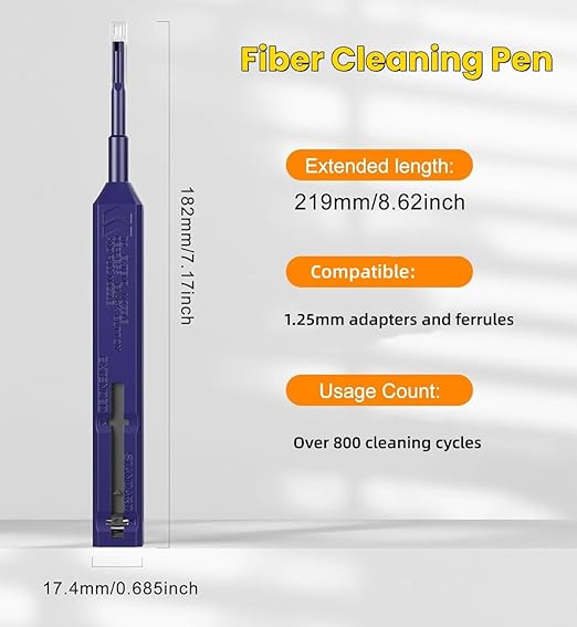 Zenithra Fiber Optic Cleaner,Fiber Optic Cleaning Pen 1.25mm Ferrules LC/MU FTTH Connector Cleaning Tools with 800+ Times