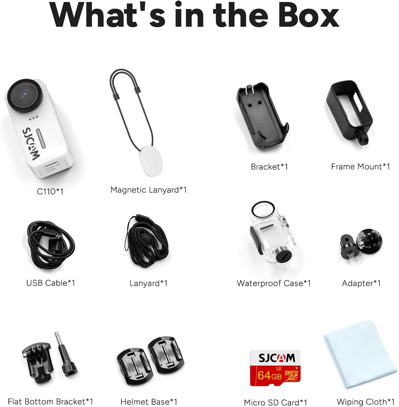 SJCAM 4K Pocket Cam, Tiny Action Camera, Mini Stabilized Body Camera & Portable POV, Waterproof, Wearable, Built-in Spkr & Mic for Vlogging, Helmet & Chest Mountable, White