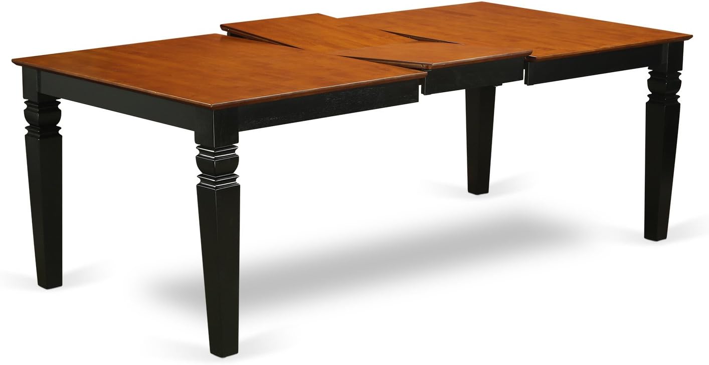 East West Furniture LGPF7-BCH-C 7 Piece Kitchen Table & Chairs Set Consist of a Rectangle Wooden Table with Butterfly Leaf and 6 Linen Fabric Dining Chairs, 42x84 Inch, Black & Cherry