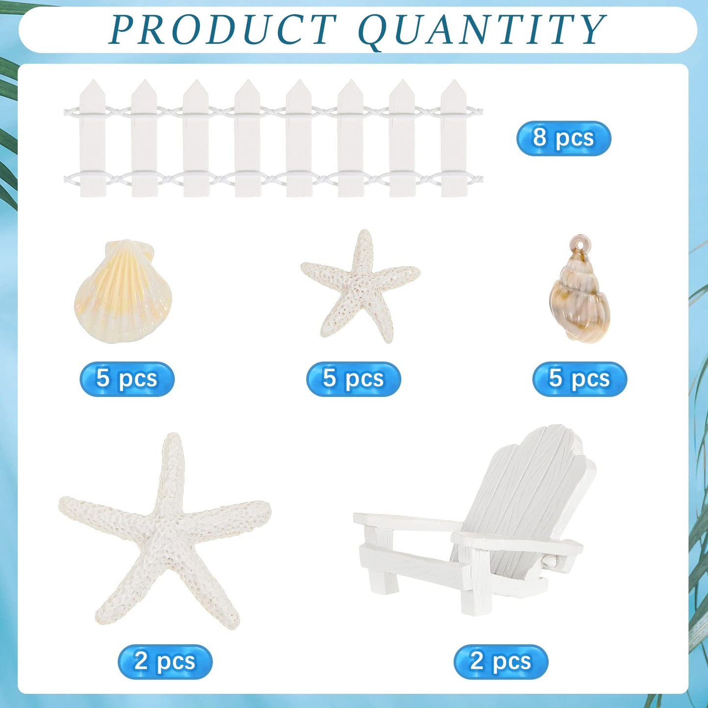 Qunclay 27 Pcs Hawaiian Beach Cake Topper Decorations Adirondack Chair Cake Topper Summer Mini Pool Seashell Decorations Mini Doll Furniture for Wedding Birthday Engagement Baby Shower Luau Party