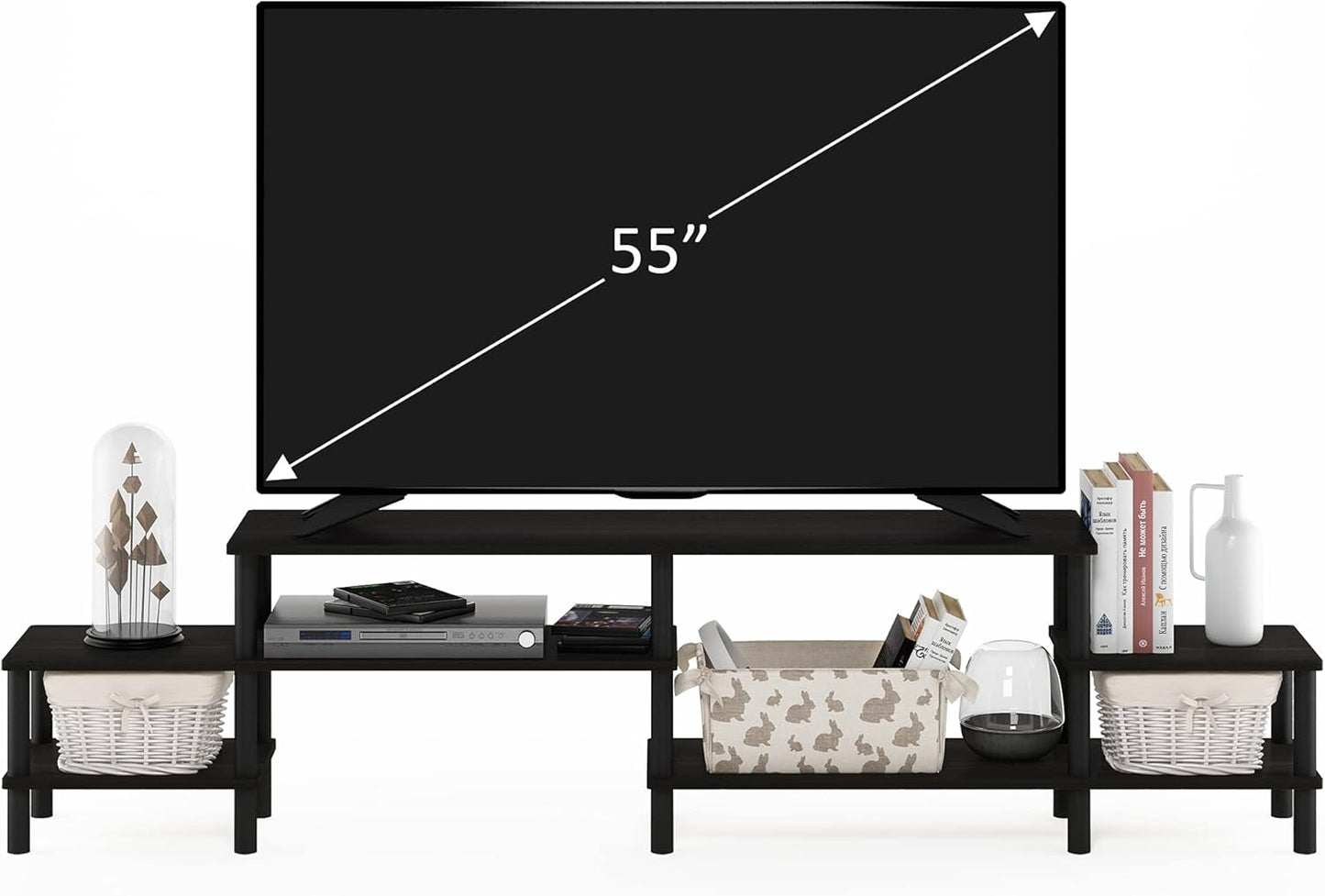 Furinno Turn-N-Tube Grand Stand for TV up, 78 Inch, Espresso