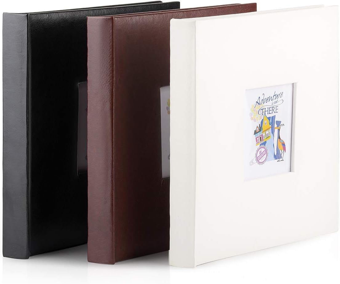 Leather Scrapbook Album DIY Set Scrap Book Album Hardcover Pictures Book 10.5"x10.5",DIY,Handmade for Anniversary,Family Memories,Couples,Friend&Baby,Accommodates 3x5 to 8x10 Photos (Leather-white)