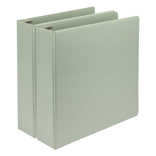 Samsill Plant-Based 2 Inch Durable D-Ring, View Binder, Eco-Friendly, USDA Certified Biobased, 2 Count,Pack of 1, Sage Green