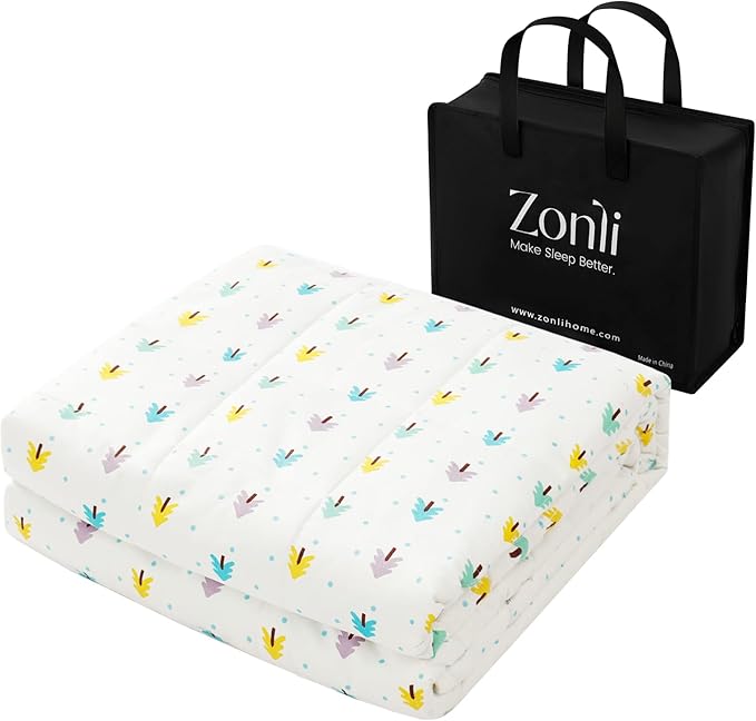 ZonLi Weighted Blanket for Adults (100% Cotton, 60"x80", 17lbs, Queen Size Small Tree Print) High Breathability Heavy Blanket, Soft Material with Premium Glass Beads, All-Season, Easy Care