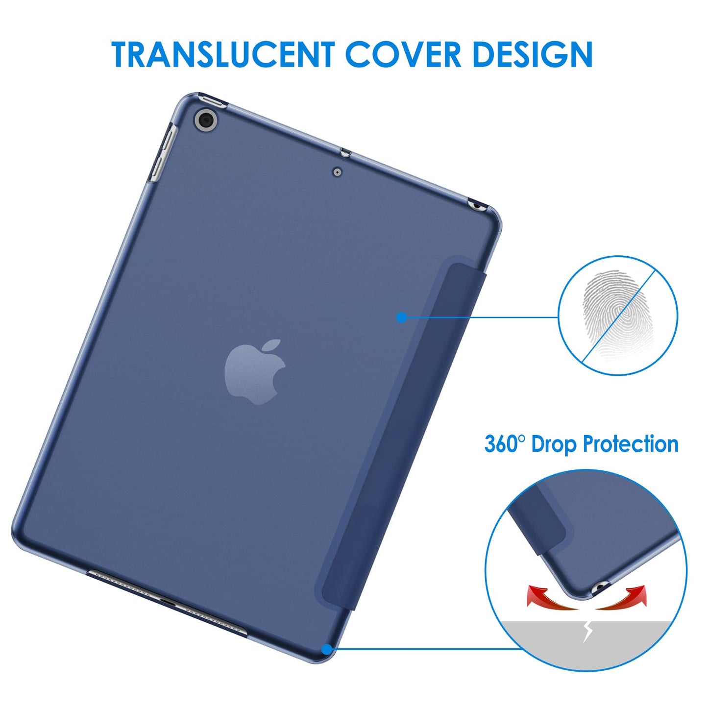 Jetech Case For Ipad (9.7-Inch, 2018/2017 Model, 6Th/5Th Generation), Smart Cover Auto Wake/Sleep (Deep Navy)