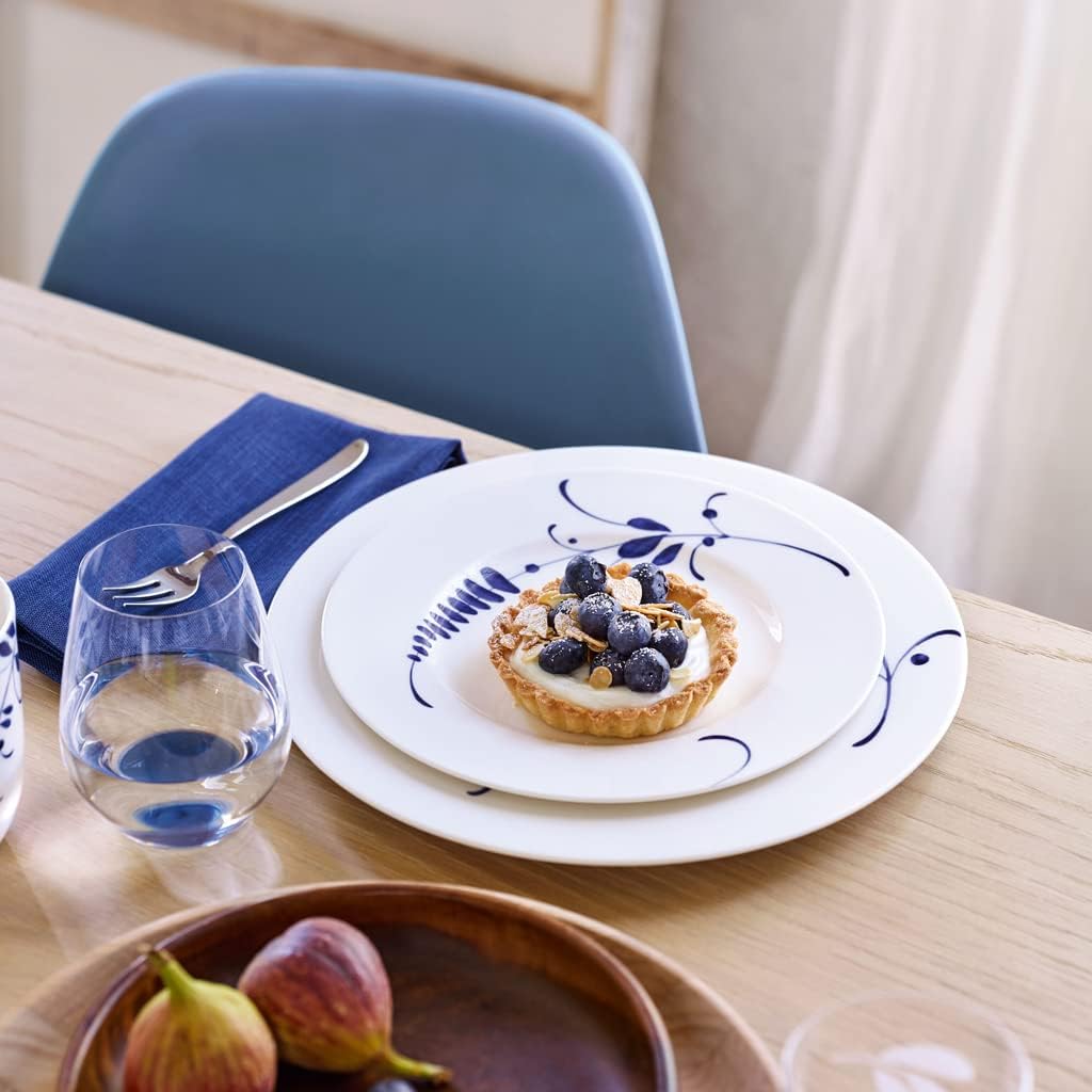 Villeroy & Boch Old Luxembourg Brindille Dinner Plate, 10.5 in, Premium Porcelain, White/Blue