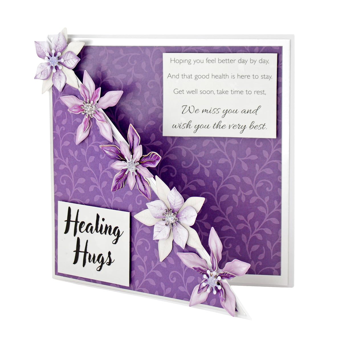 Katy Sue Dusky Violet Blooms, Die Cut Flowers & Leaves Pack. 12 Sheets of Pre-Cut Double-Sided Paper Flowers & Leaves in a Purple Colorway from Card Making Supplies. UK-Made.