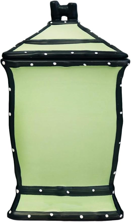 ACK Tuscany Hand Painted Ruffle Green Ceramic Cookie Jar with Lid and Rubber Seal, Food Storage Jar, Kitchen Décor, Snack Storage Container for Cookie, Candy, Snake and More
