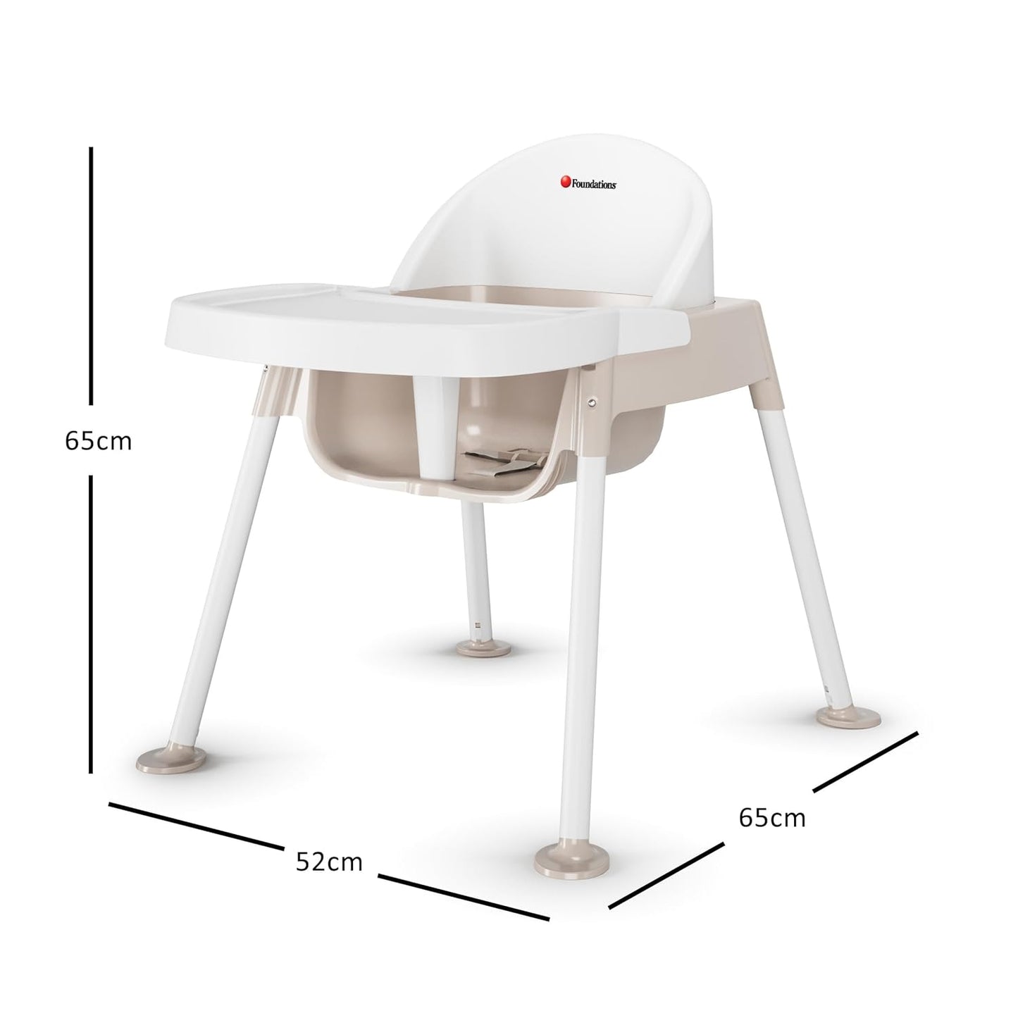 Foundations Secure Sitter Feeding Chairs 3-Pack, No-Tip Feet, 3-Point Adjustable Harness, Removable Tray, Stackable Feeding Chairs (13 inch)