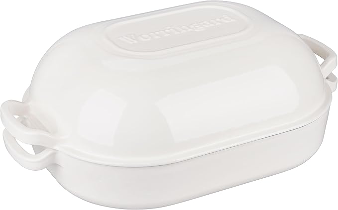 Large Cast Iron Dutch Oven Dome Pot with Lid, Enameled Bread Oven, Bread Pan for Homemade Sourdough Bread Baking, 9QT, White