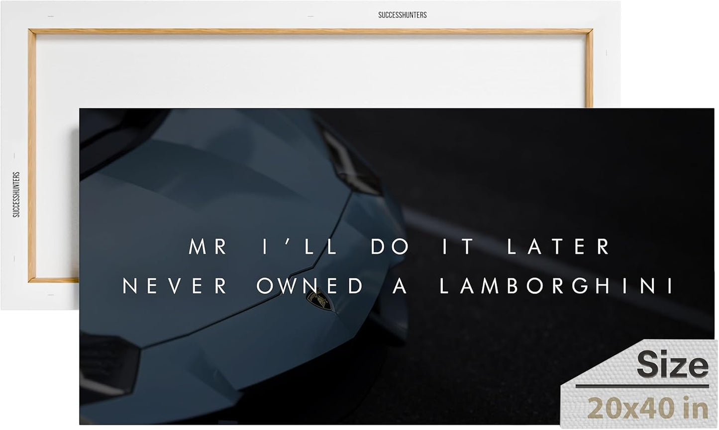 Motivational Wall Art for Office, Super Car Art Canvas, Inspirational Automotive Decor for Lamborghini Sportscar Lovers, Motivational Wall Decor for Office and Home, Car Poster (40 X 20 in)