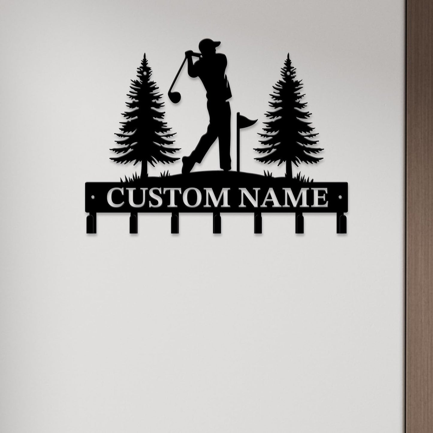 Personalized Custom Name Golf Ball Wall Keys Hooks,Metal Golf Art Clothes Hooks,Metal Golf Lover Wall Home Storage Decorative,For Front Door, Hallway, Kitchen, Bedroom,Keys,Hats (Style A)