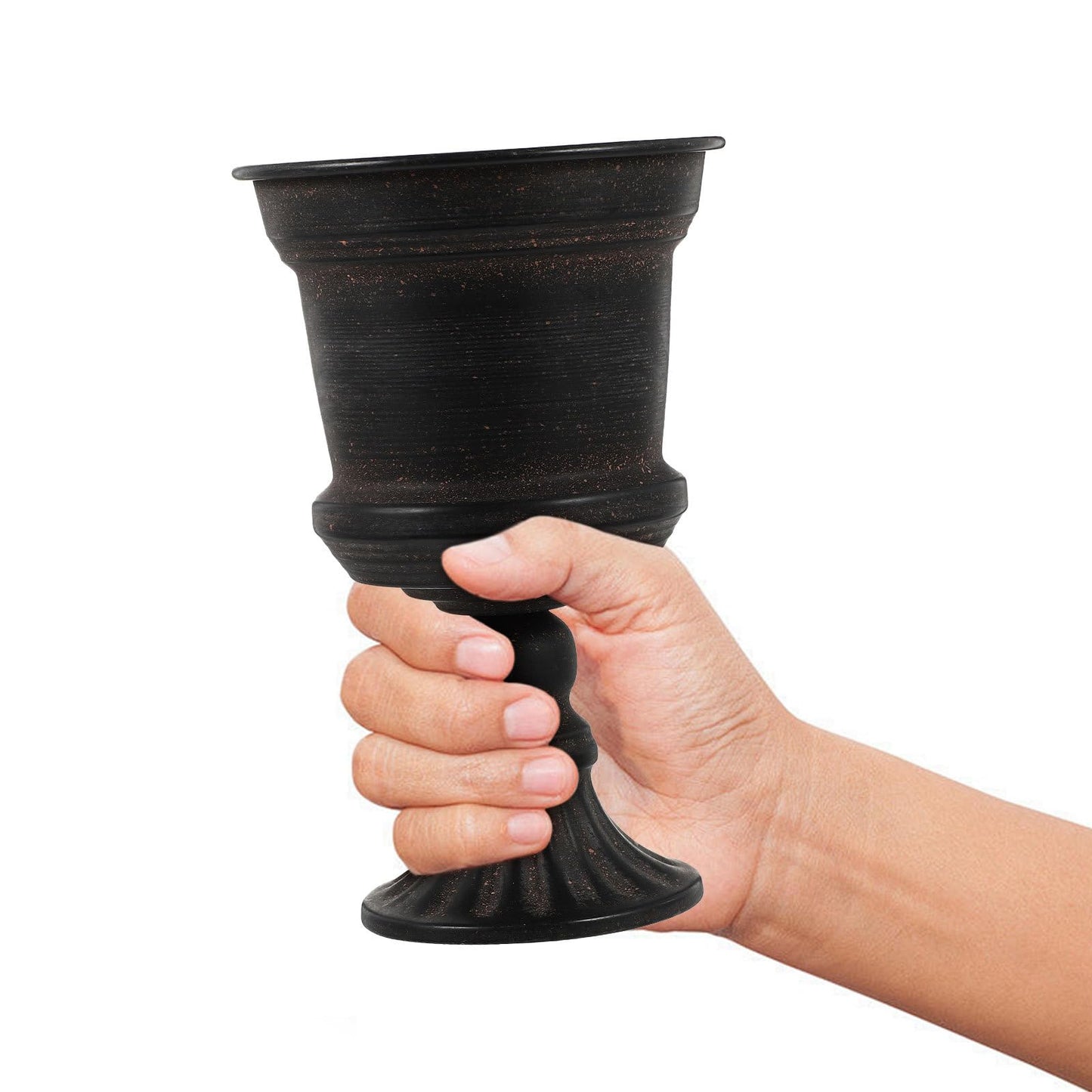 Yardwe Iron Urn Planter, Rustic Metal Flower Pots Decoration Vase for Wedding Party Home Garden Porch Front Door Decoration (Black)