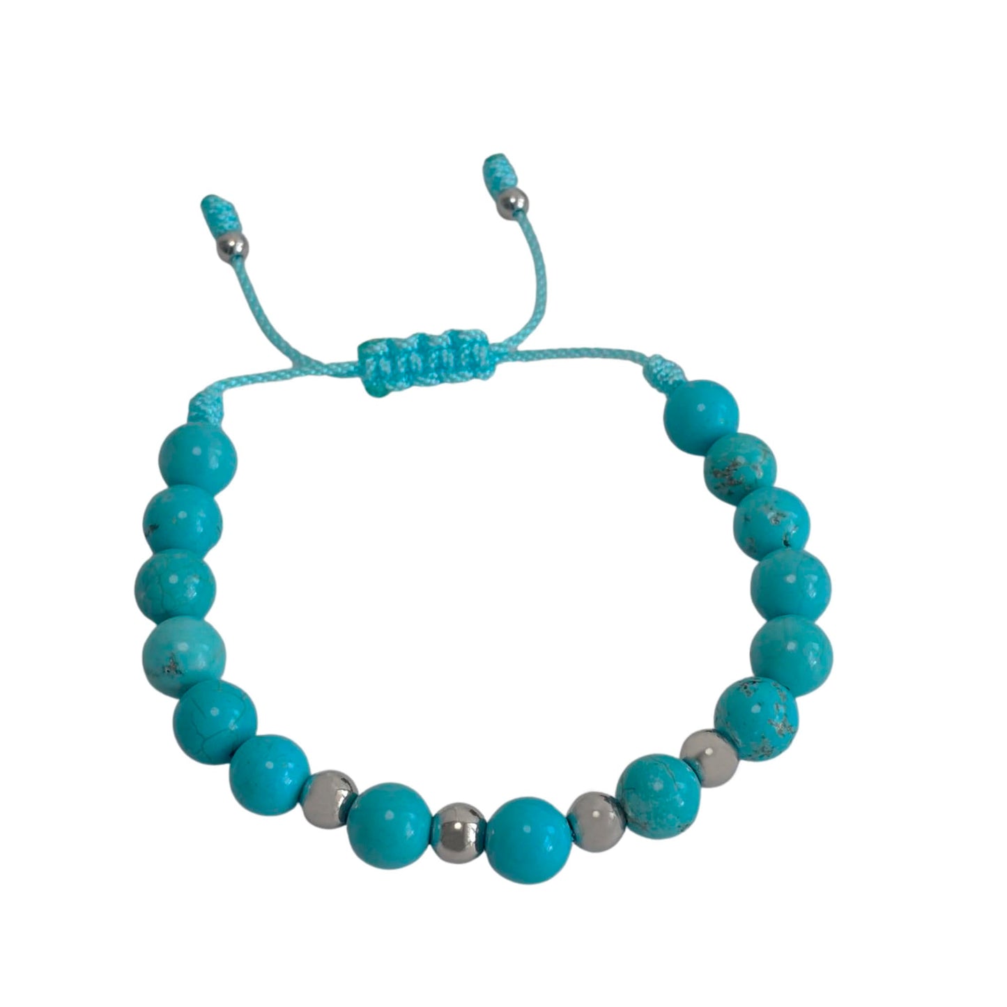 Sabeli Handmade Bracelets Real Natural Stones Healing Protection Focus 8mm Bead Adjustable Macrame Women Men Gemstone Gift (Turquoise)