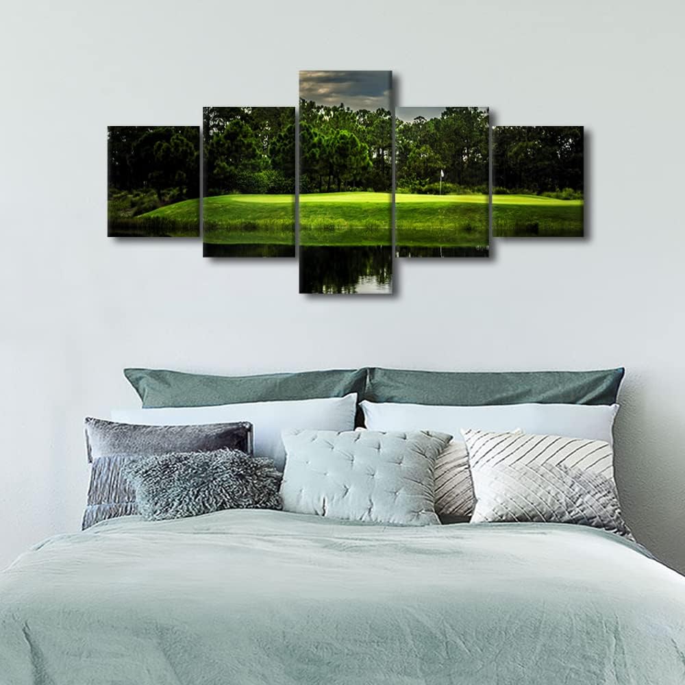 Augusta National Golf Course Pictures Wall Art Office Wall Decor Paintings Modern Canvas Home Decor for Living room Bedroom Artwork Gifts for Men Husband Boyfriend Him Framed Ready to Hang - 50"Wx24"H